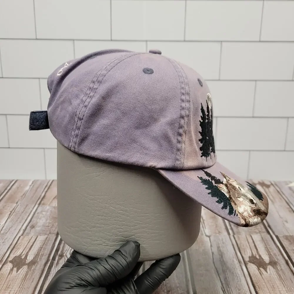 Royal Resortwear Columbus Zoo Wolf Forest Moon Strapback Hat Purple